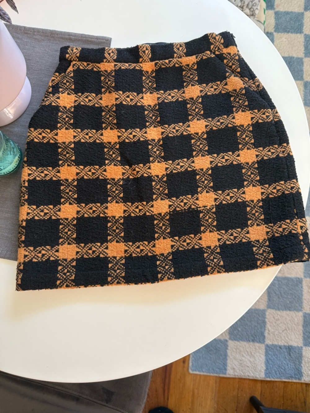 Jack by BB Dakota Black and Orange Plaid Mini Skirt